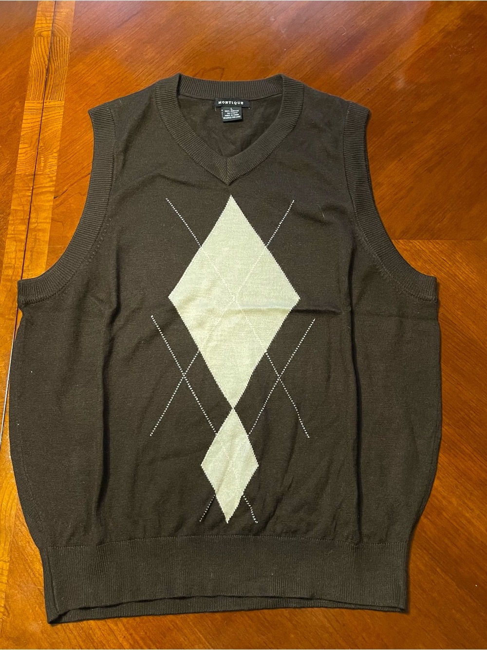 Men's Brown Argyle V-Neck Sweater Vest